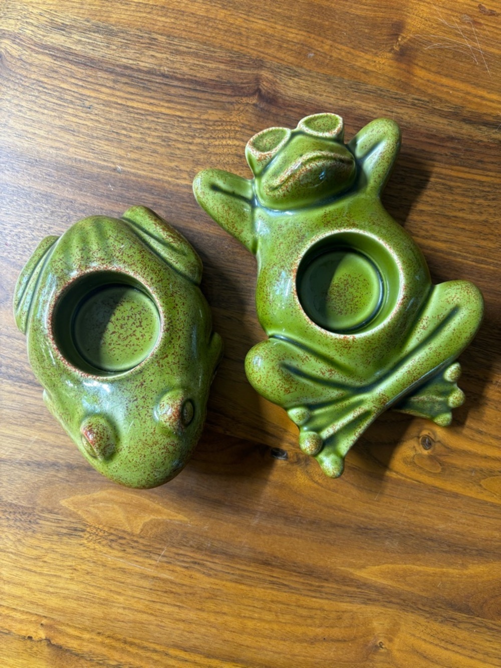 PartyLite set of 2 retired ceramic frog tealight holders